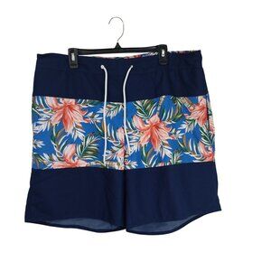 Mens St. Johns Bay XXL Hawaiian Floral Swim Trunks Mesh Liner & Elastic Waist